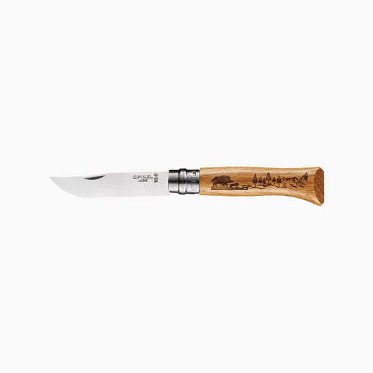 Opinel No°08 Oak Engraved Handle Folding Knife
