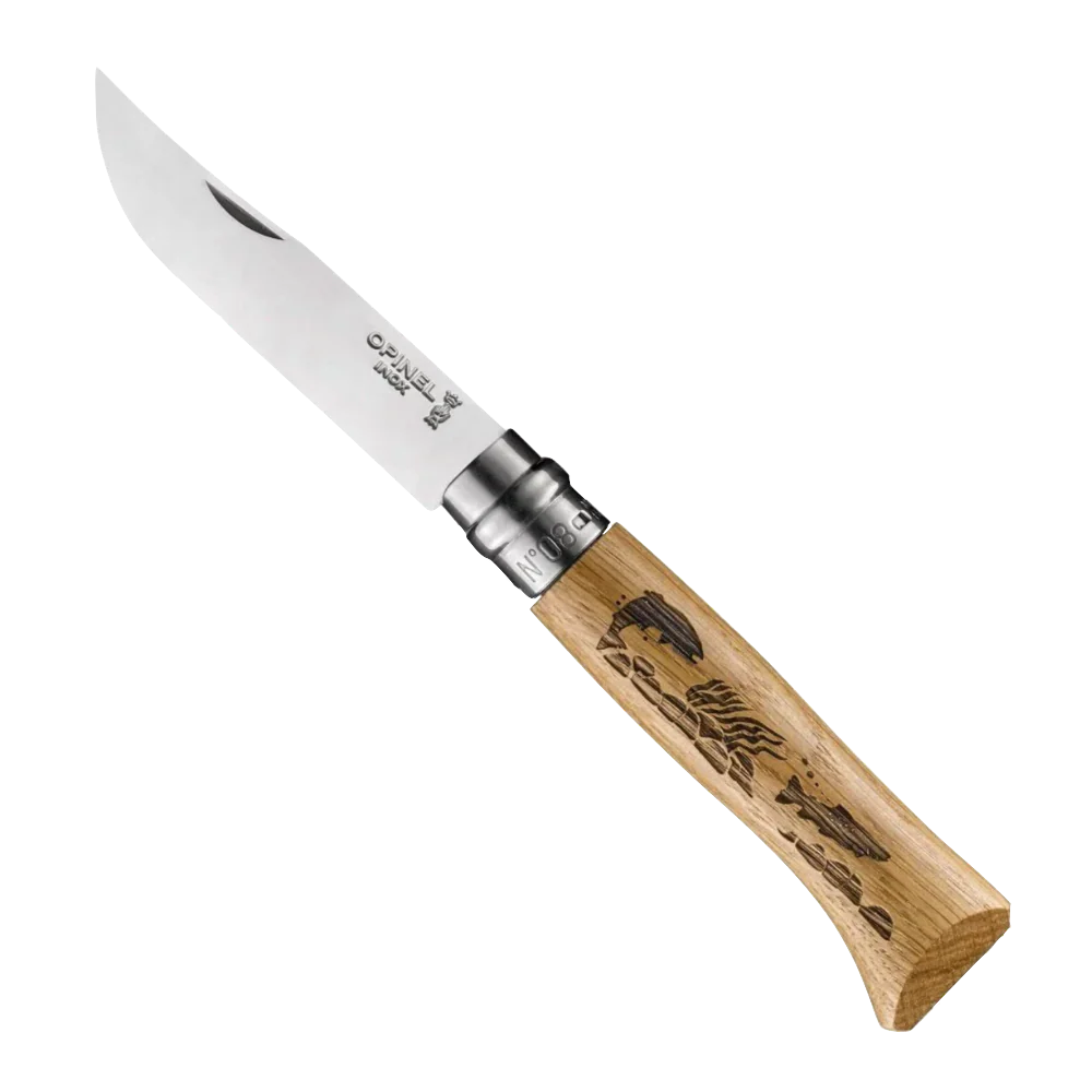 Opinel No°08 Oak Engraved Handle Folding Knife