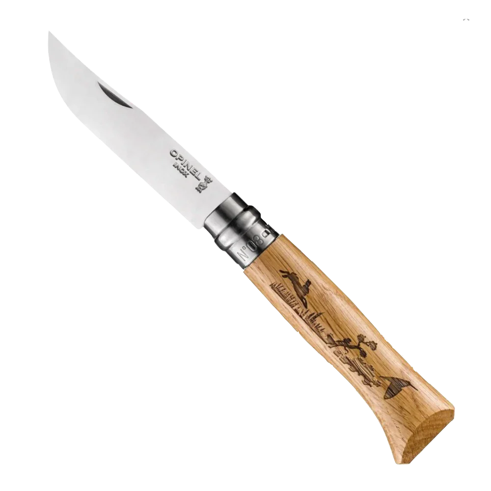 Opinel No°08 Oak Engraved Handle Folding Knife